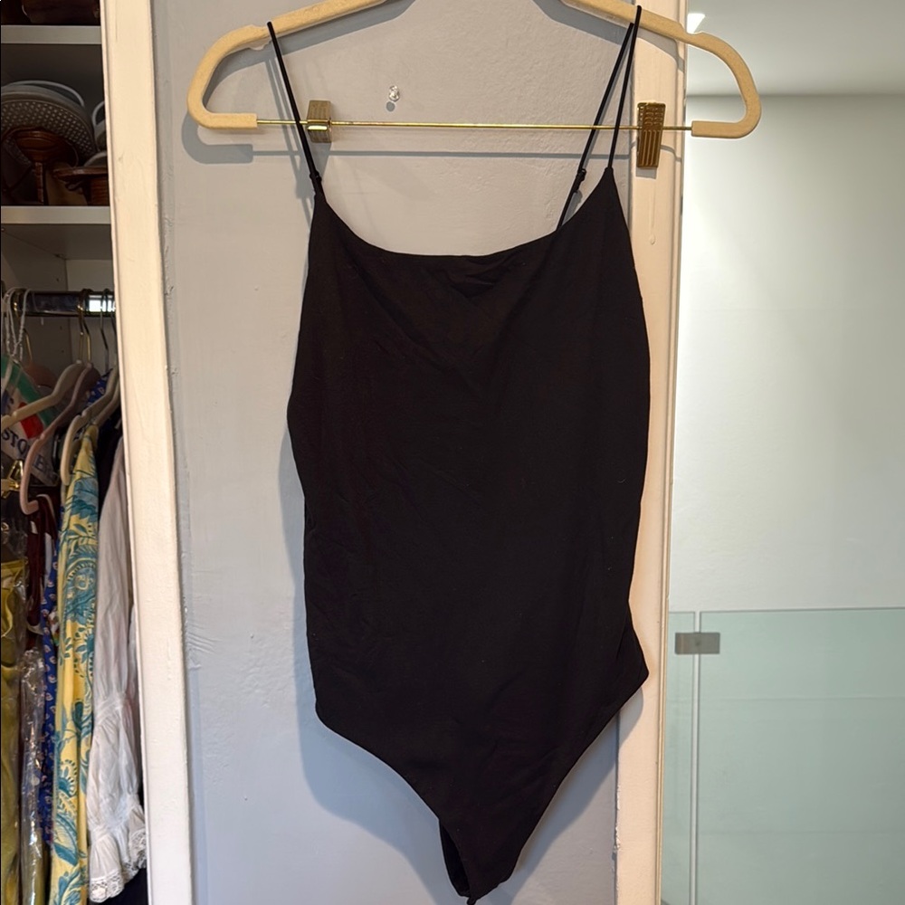 Nuuds Black Cami Spaghetti Strap Bodysuit